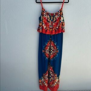 Bailey Blue Vibrant Tie-Dye Maxi Dress Orange Blue Size M 8-10